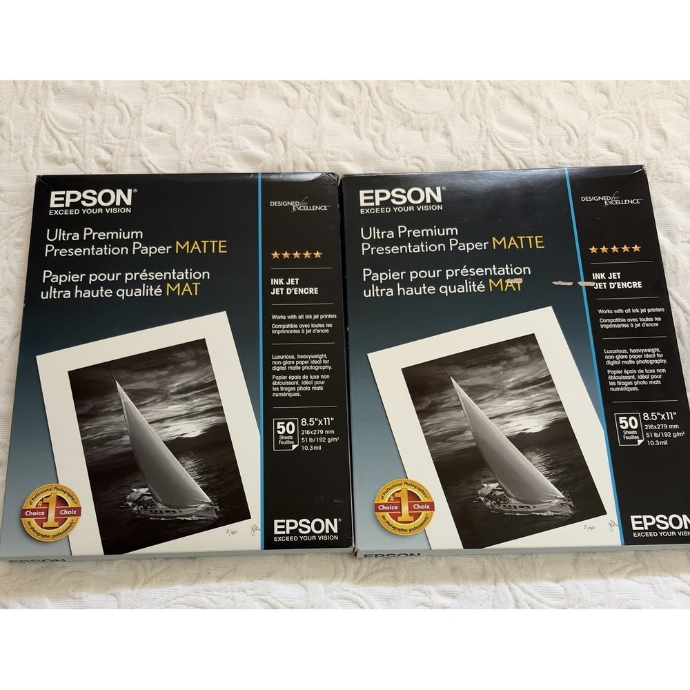 Lot Of 2 Epson Ultra Premium Presentation Paper Matte 8.5x11 50 Sheets READ